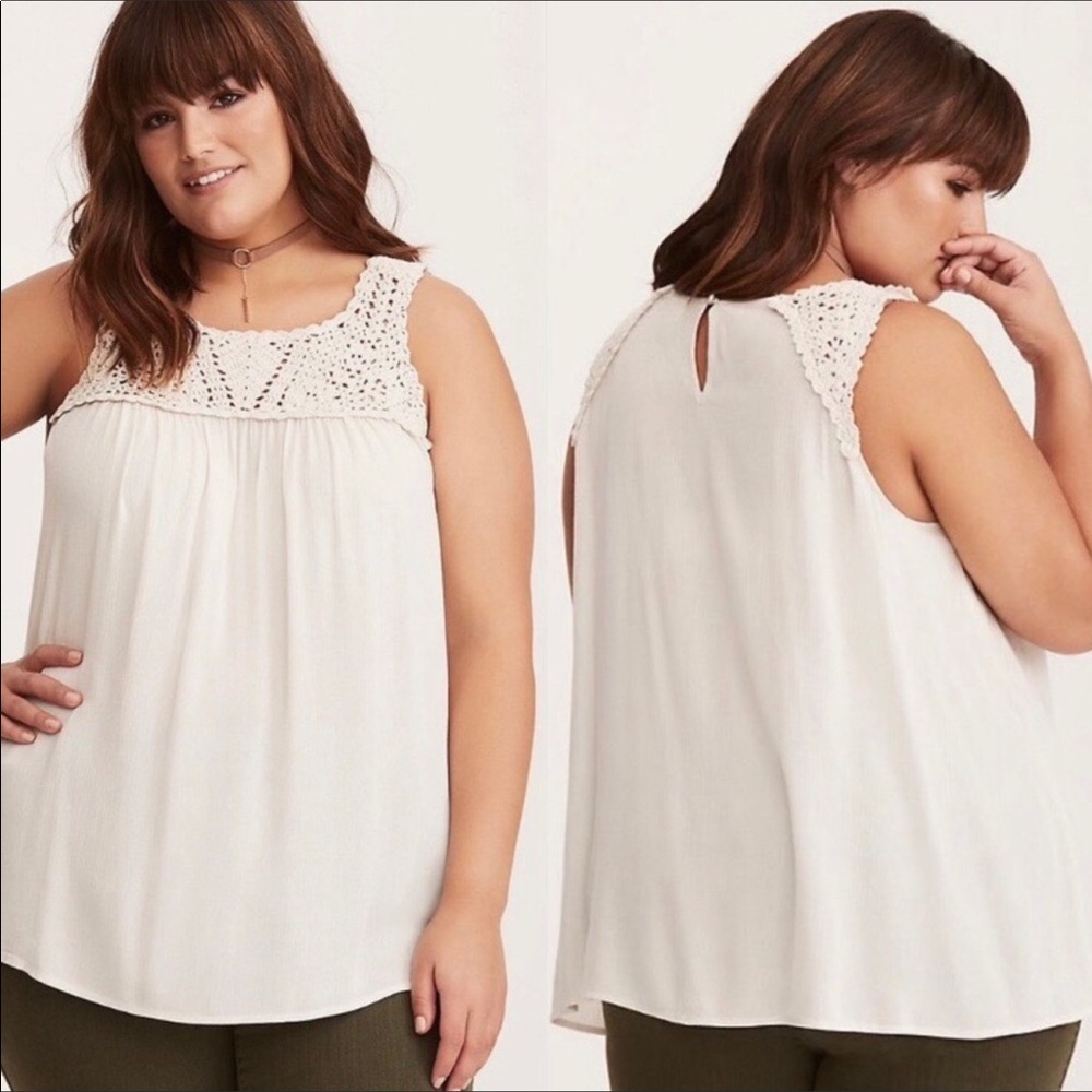 Macrame Yoke Gauze Tank Top